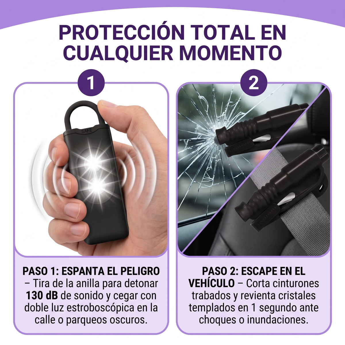 KIT DE SEGURIDAD TOTAL 2 EN 1 (Defensa Personal + Rescate Vial)